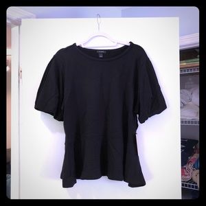 NWT Halogen Black Peplum Top, Size XL